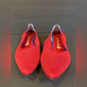 Rothy’s The Point Flats Red Blue Knit Size 10.5 Women’s EUC Washable Shoes